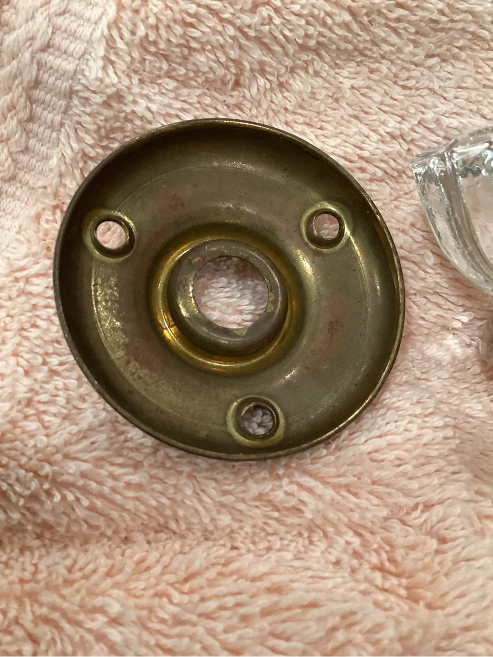 12 faceted VTG Crystal Doorknob Set Complete hardware shown